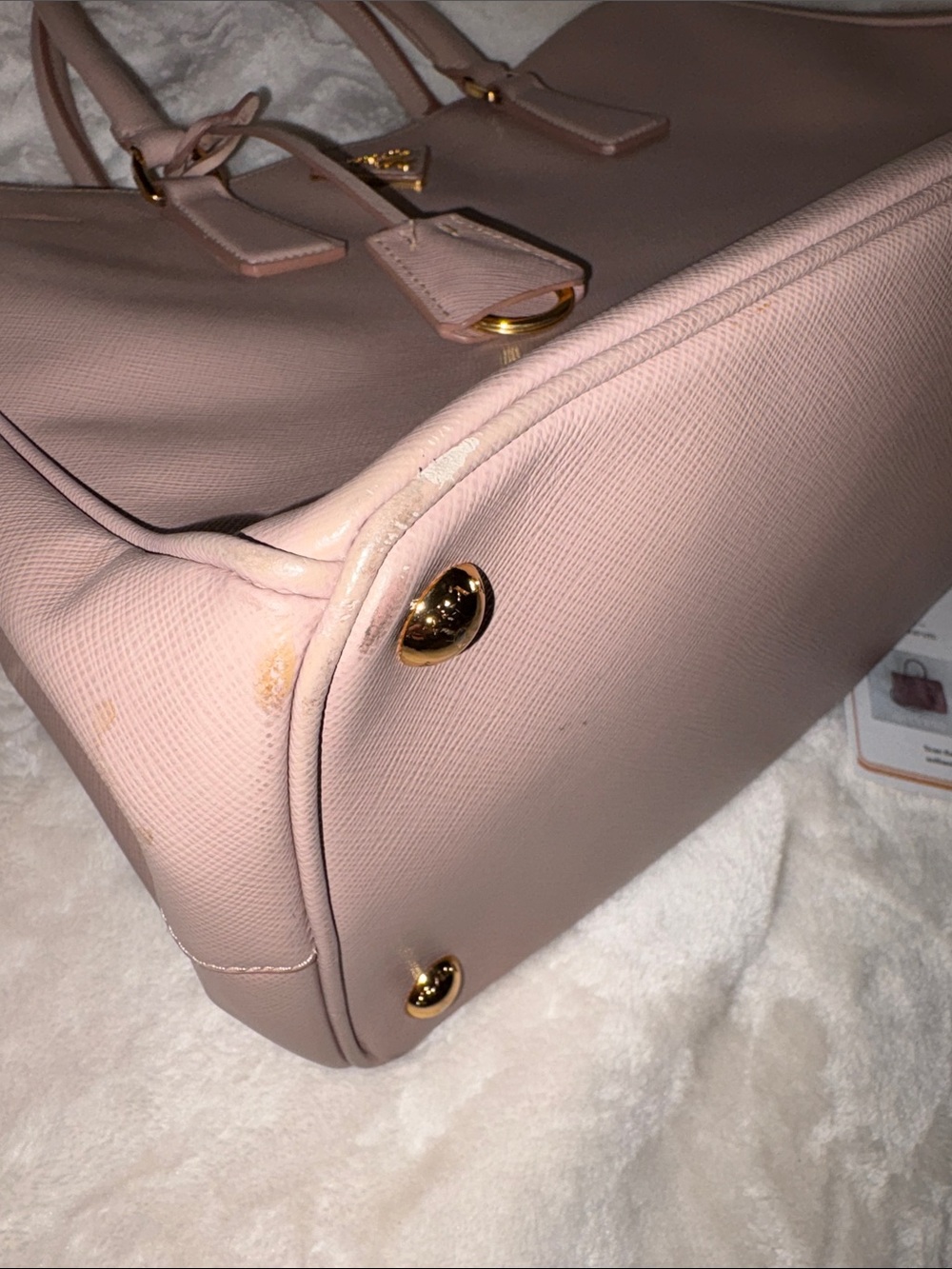 Prada Blush Pink Saffiano Double-Zip galleria with crossbody strap. COA - Picture 5 of 15